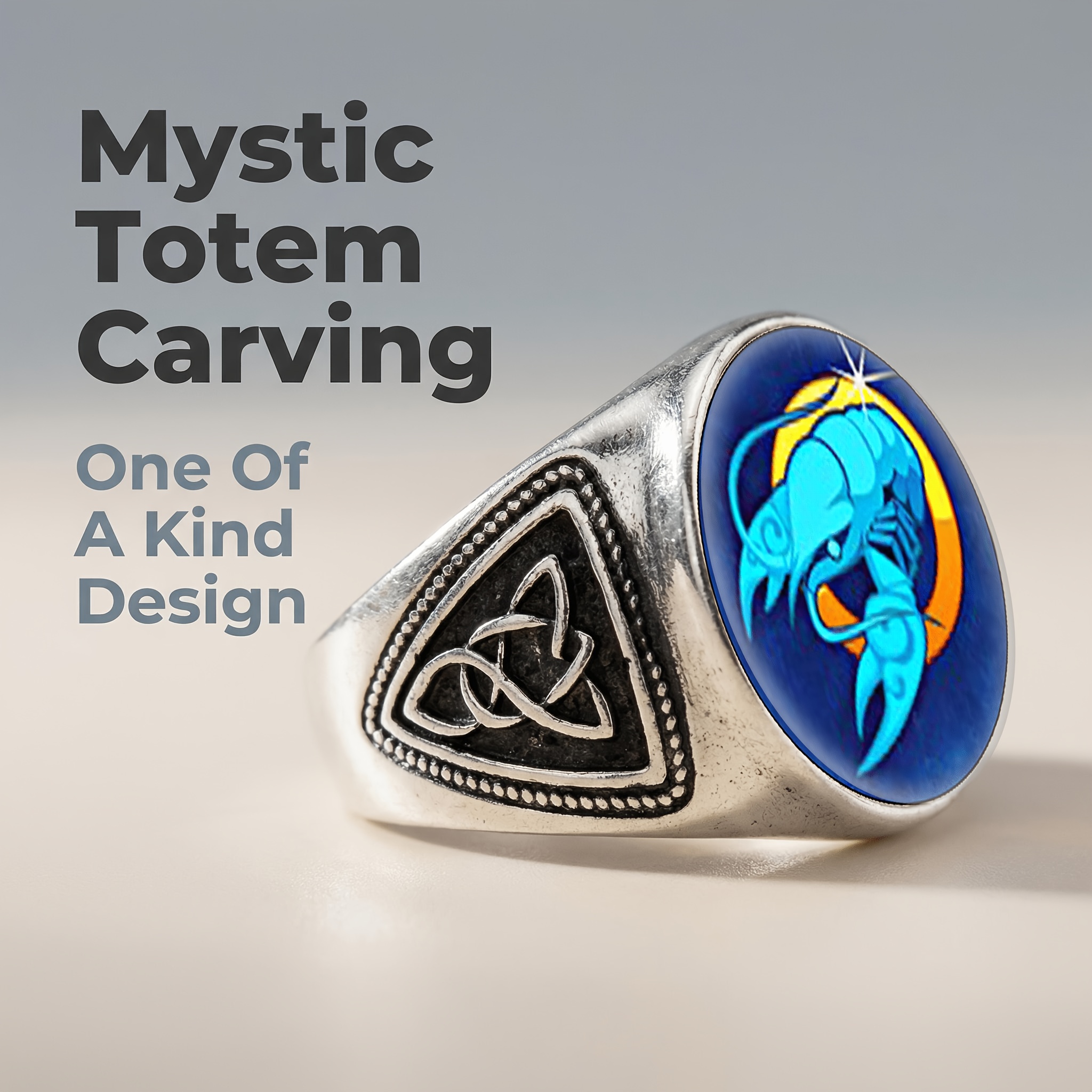 Classic Side-Carved Open Ring with Scorpion Pattern
